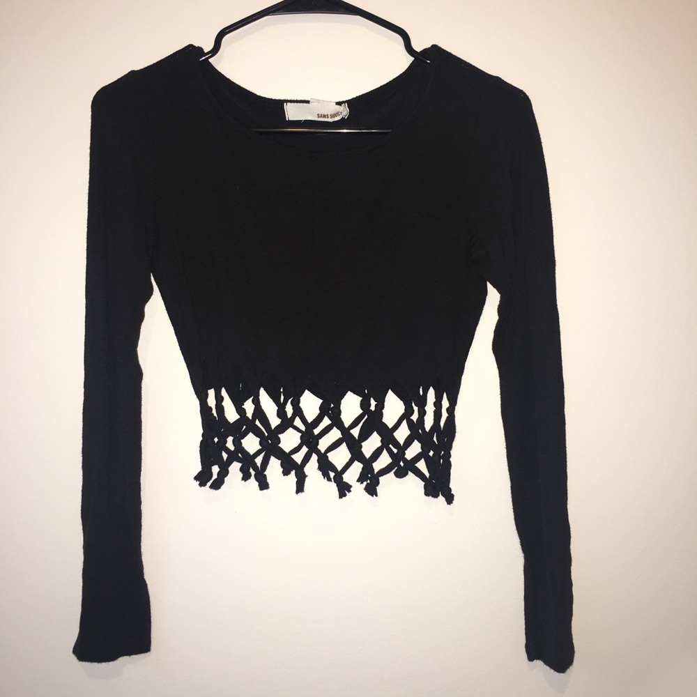 Super Soft Black Knotted Crop Top